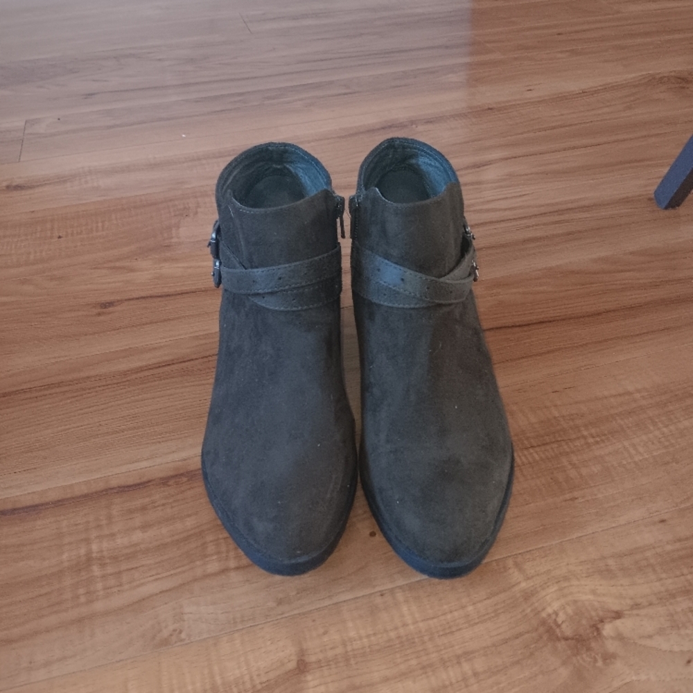Dark Green Suede Ankle Boots